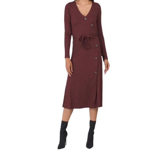 MNG Dresses & Skirts - 🌸New🌸 MNG Long Sleeve Ribbed Knit Vescaro Midi Dress Sz S NWT